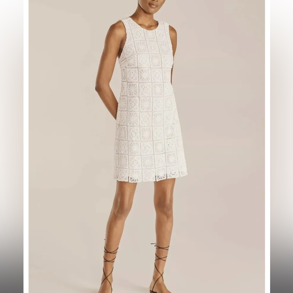 REBECCA TAYLOR White Macrame Lace Shift Dress